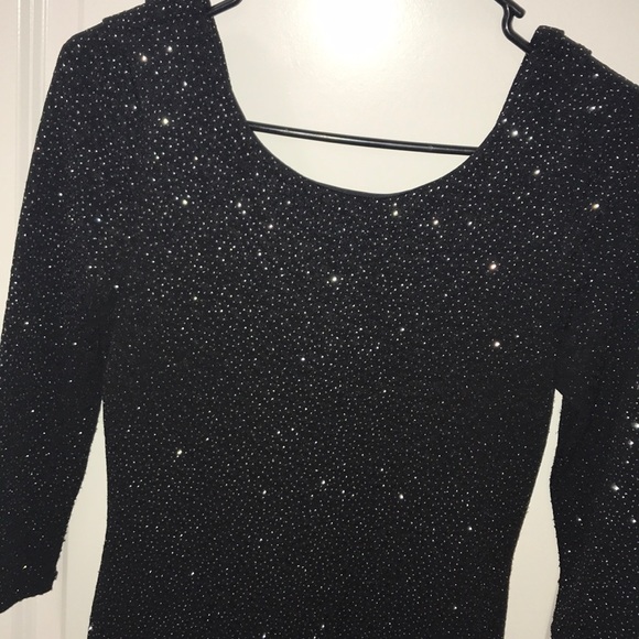 Black Sparkle Dress- swoop back - Picture 2 of 8